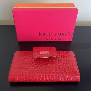 Kate Spade Knightsbridge Cybil Croc Leather Wallet